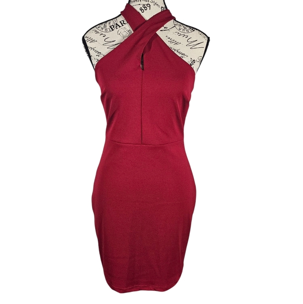 Lulus Red Sleeveless Halter Mini Dress Cocktail Size Medium